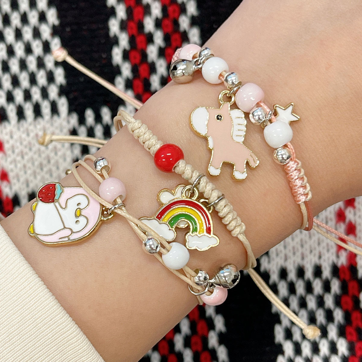 Wrapables Friendship Beaded Enamel Charm Bracelet
