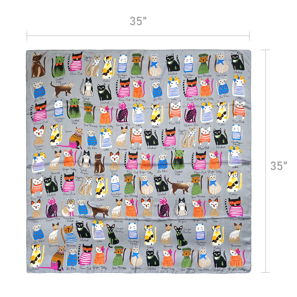 Wrapables Large Fashionable Cats Head Wrap Square Scarf 35 x 35 Inches