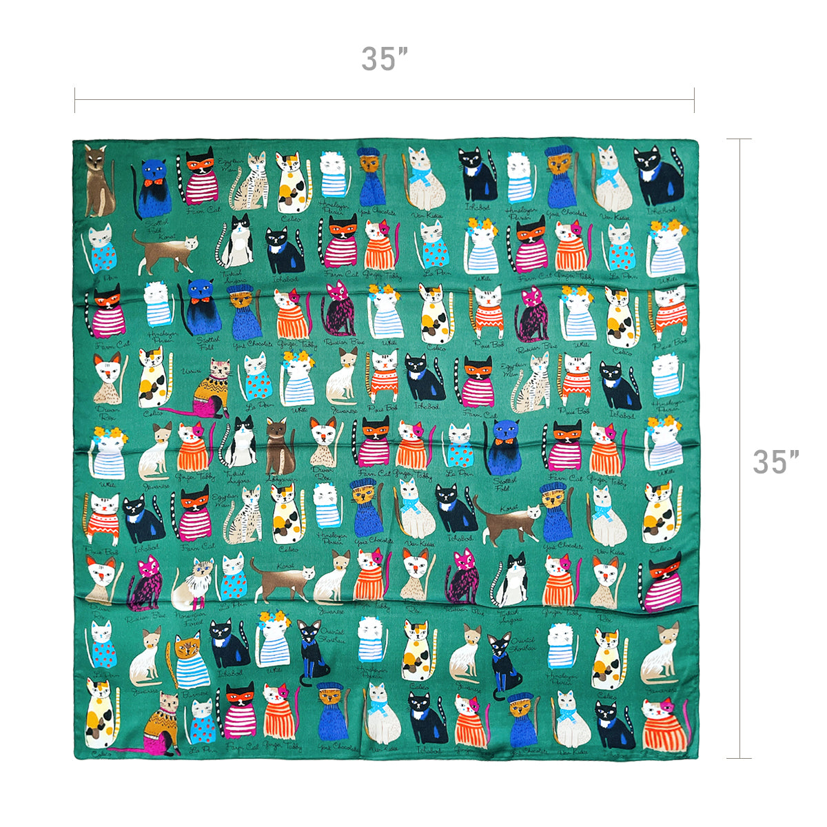 Wrapables Large Fashionable Cats Head Wrap Square Scarf 35 x 35 Inches