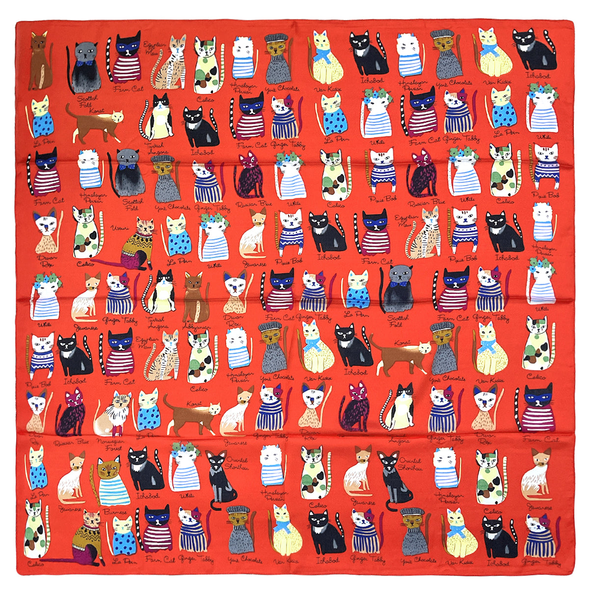 Wrapables Large Fashionable Cats Head Wrap Square Scarf 35 x 35 Inches