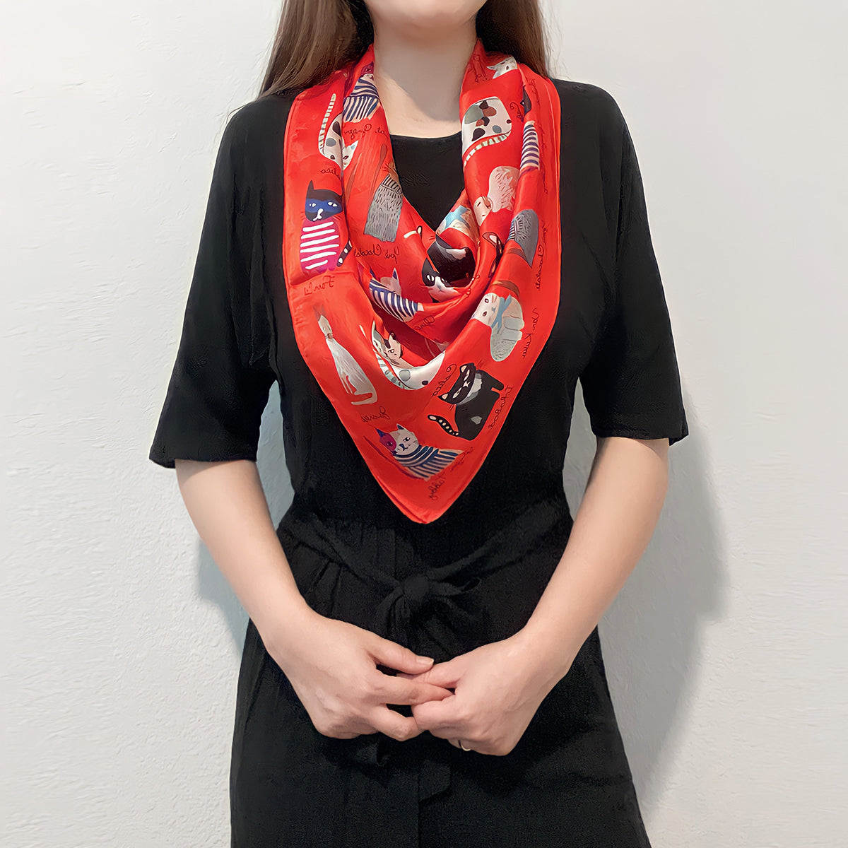 Wrapables Large Fashionable Cats Head Wrap Square Scarf 35 x 35 Inches