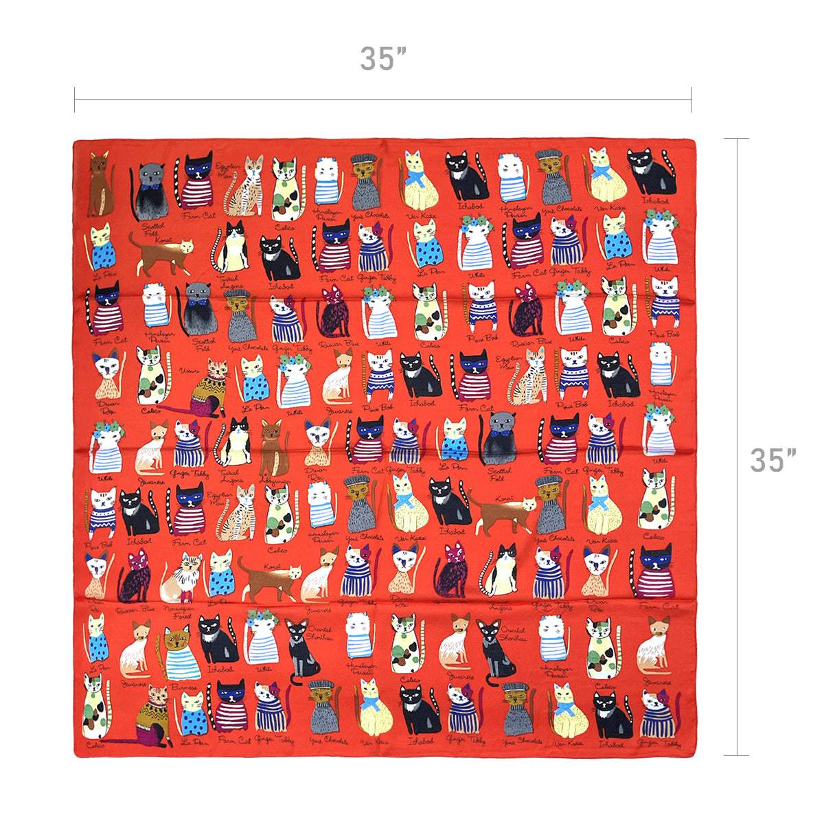 Wrapables Large Fashionable Cats Head Wrap Square Scarf 35 x 35 Inches