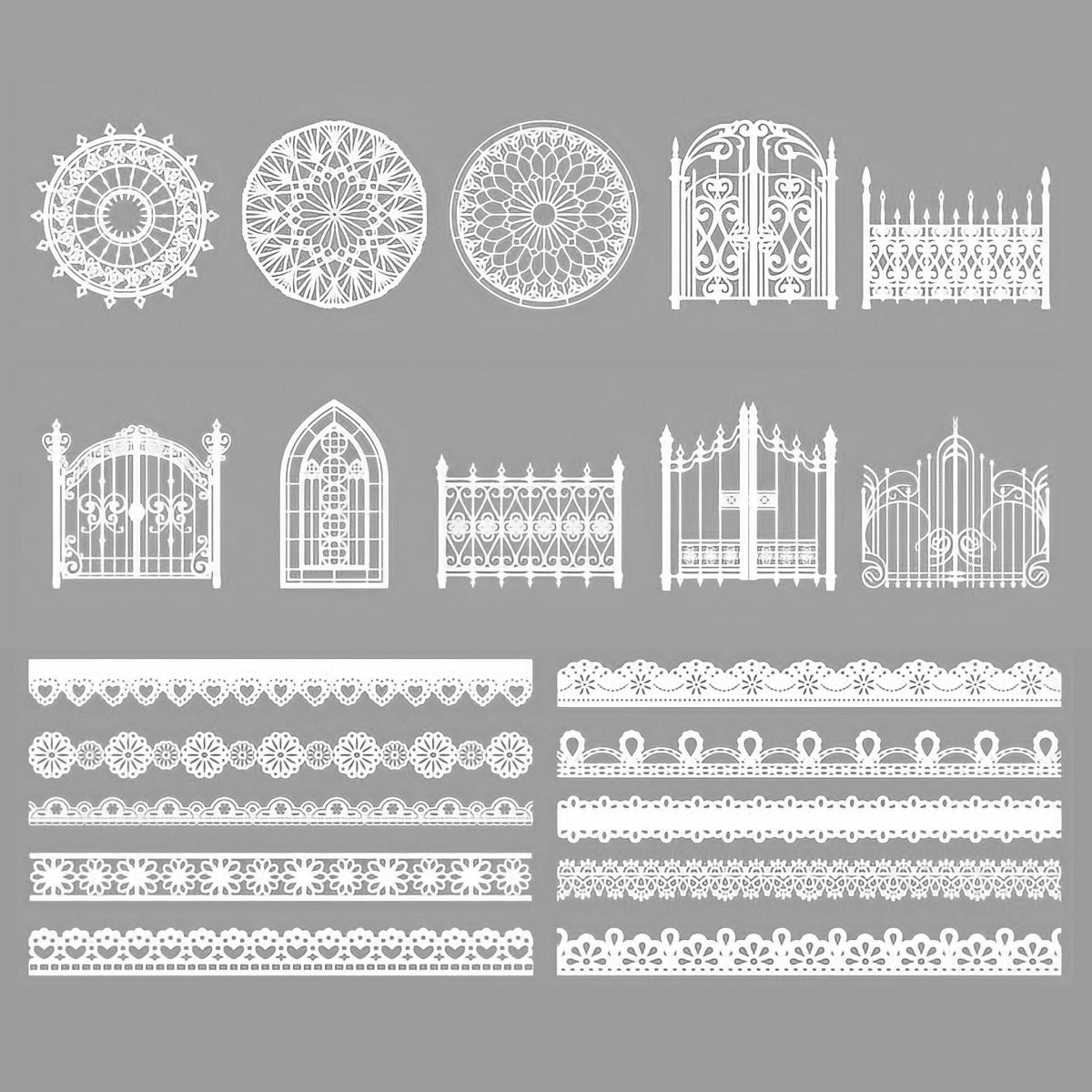 Wrapables Hollow Lace Paper for Arts & Crafts, Scrapbooking, Stationery, Photo Albums (Set of 2)