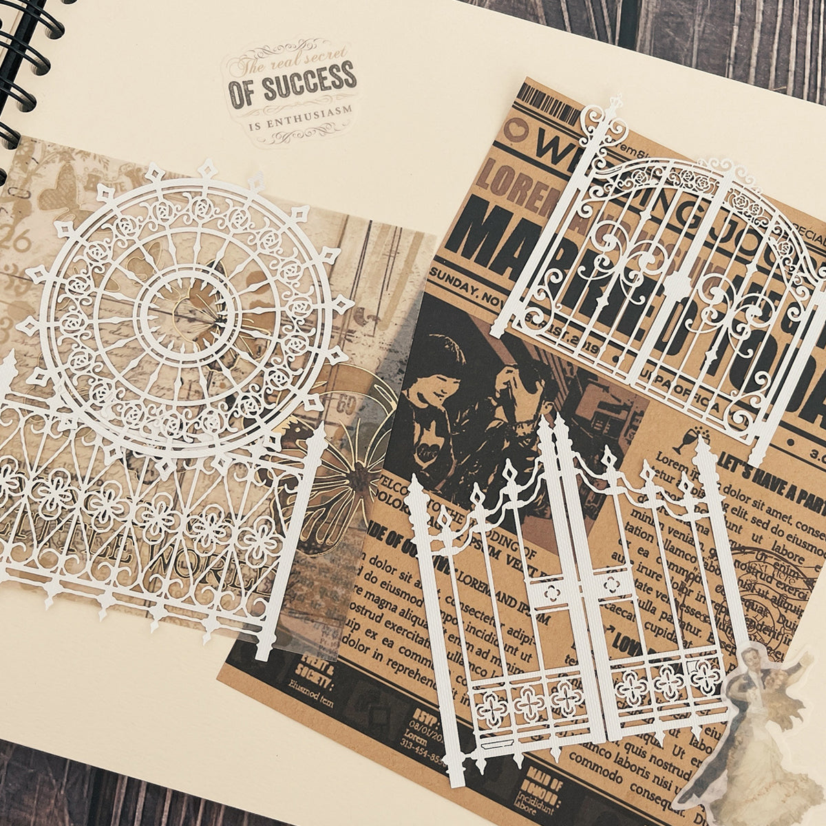 Wrapables Hollow Lace Paper for Arts & Crafts, Scrapbooking, Stationery, Photo Albums (Set of 2)