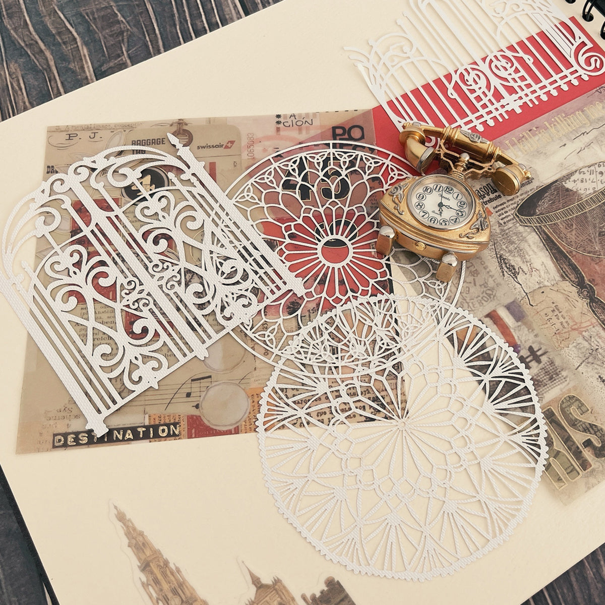 Wrapables Hollow Lace Paper for Arts & Crafts, Scrapbooking, Stationery, Photo Albums (Set of 2)