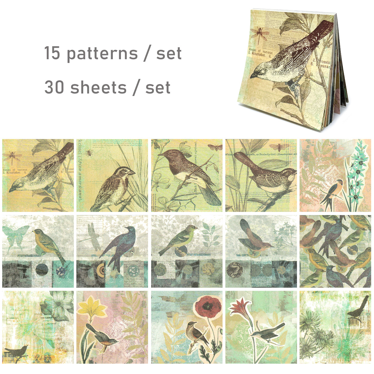 Wrapables Decorative Scrapbook Paper for Journals, Scrapbooking, Stationery, Arts & Crafts Projects (Set of 2)