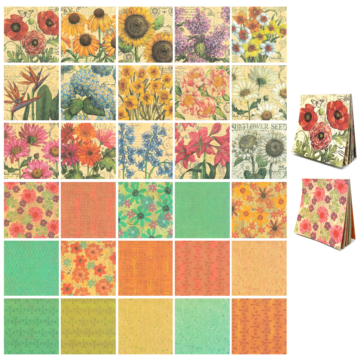Wrapables Decorative Scrapbook Paper for Journals, Scrapbooking, Stationery, Arts & Crafts Projects (Set of 2)