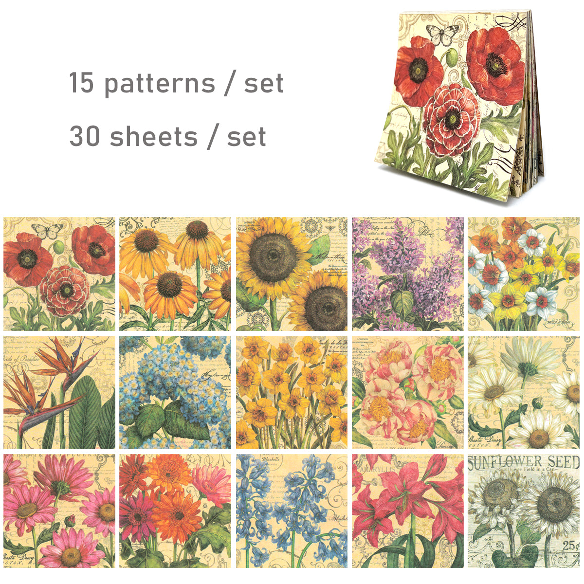 Wrapables Decorative Scrapbook Paper for Journals, Scrapbooking, Stationery, Arts & Crafts Projects (Set of 2)