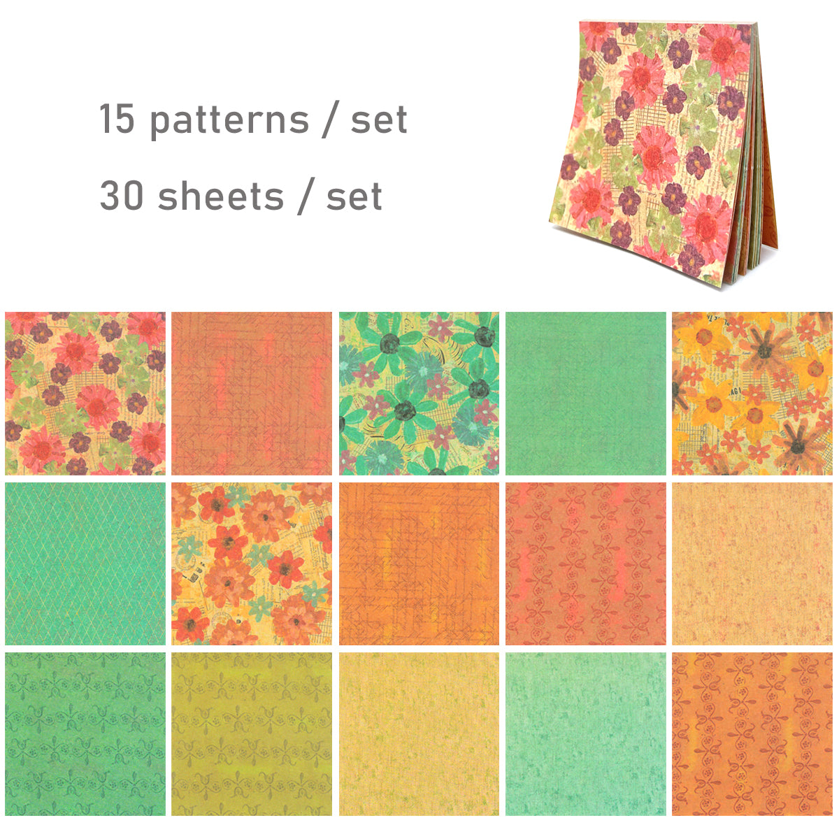 Wrapables Decorative Scrapbook Paper for Journals, Scrapbooking, Stationery, Arts & Crafts Projects (Set of 2)