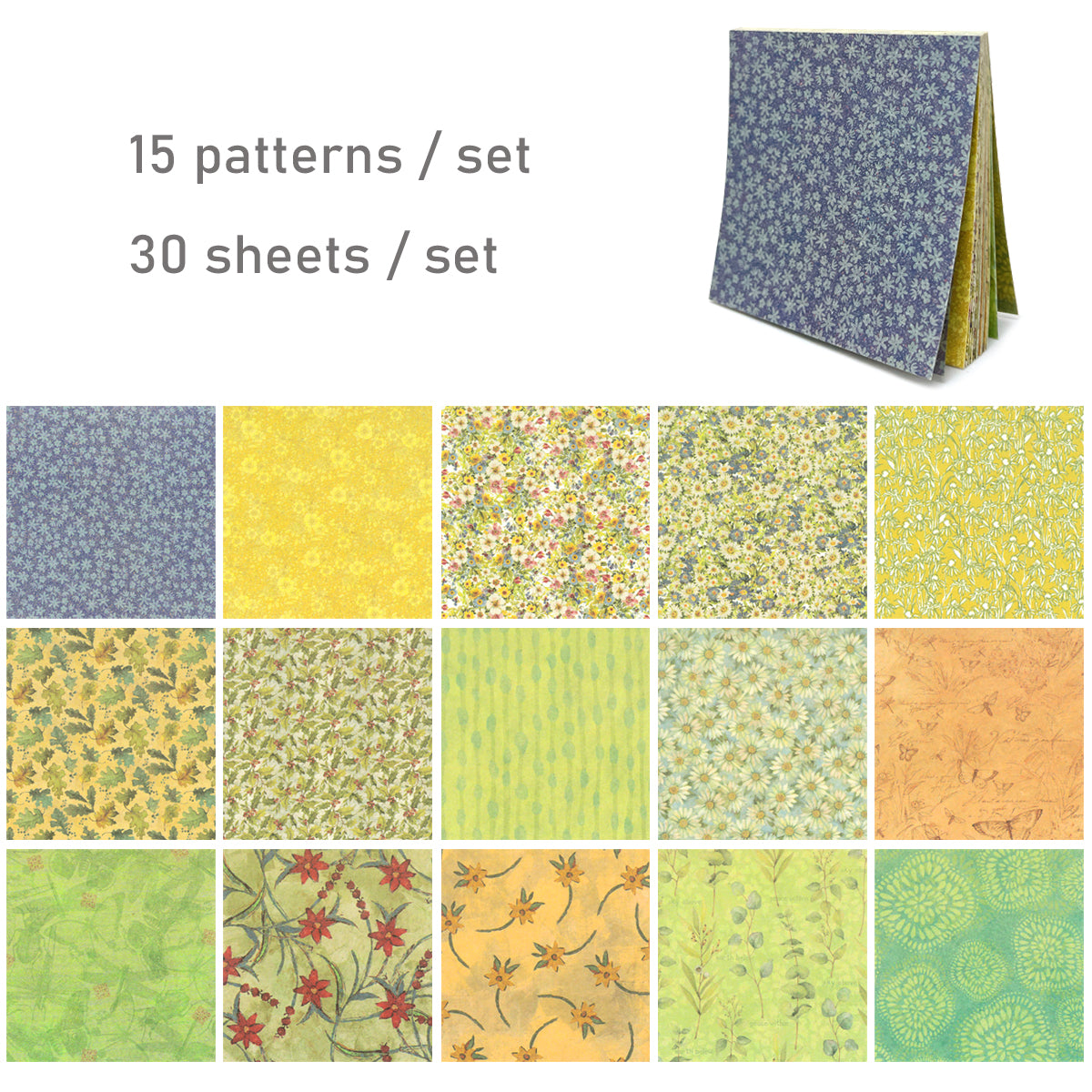 Wrapables Decorative Scrapbook Paper for Journals, Scrapbooking, Stationery, Arts & Crafts Projects (Set of 2)