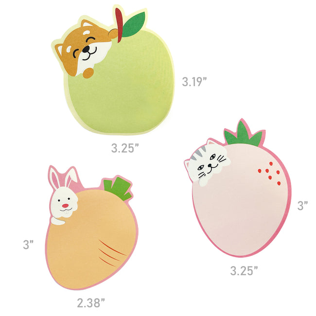 Wrapables Yummy Animal Memo Sticky Notes (Set of 3)