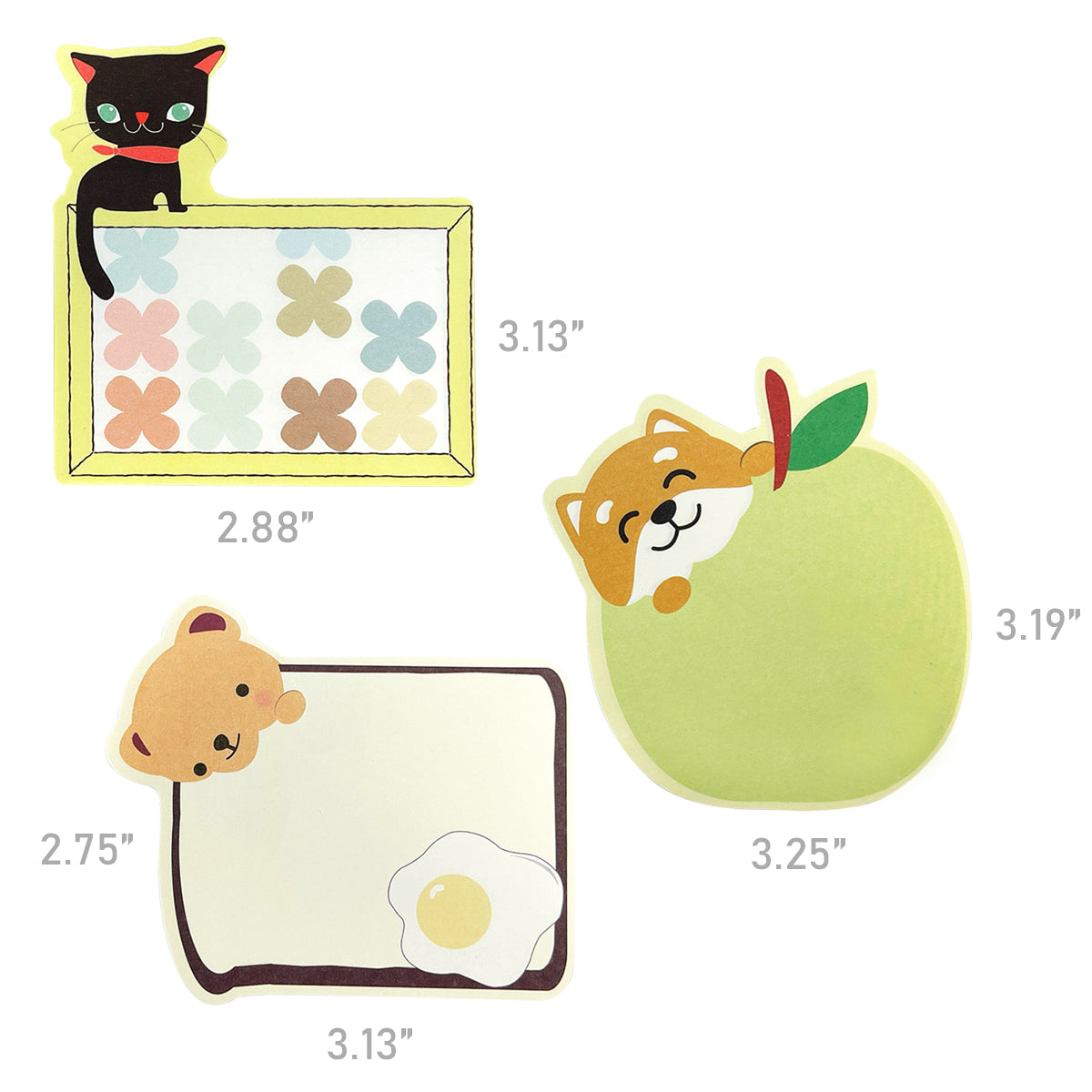 Wrapables Yummy Animal Memo Sticky Notes (Set of 3)