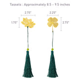 Wrapables Metallic Bookmark with Tassel for Book Lovers & Readers (Set of 2), Lotus & Clover
