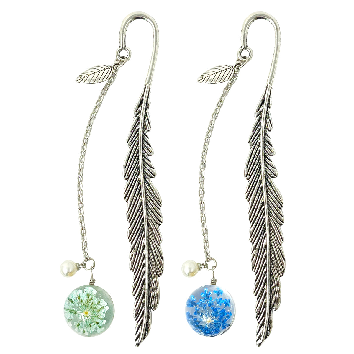 Wrapables Metal Leaf Bookmark with Charm for Book Lovers & Readers (Set of 2)