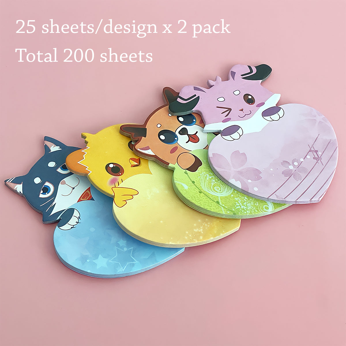 Wrapables Animal Hearts Sticky Notes (Set of 2)