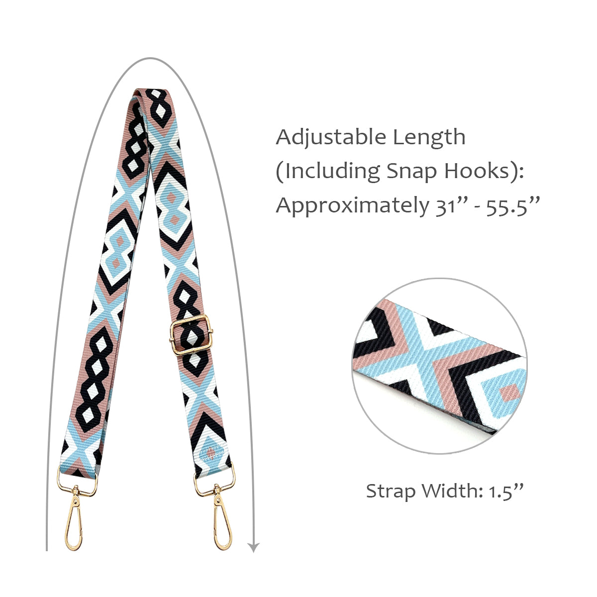 Wrapables Wide Adjustable Crossbody Handbag Strap, Women's Replacement Bag Strap for Purses