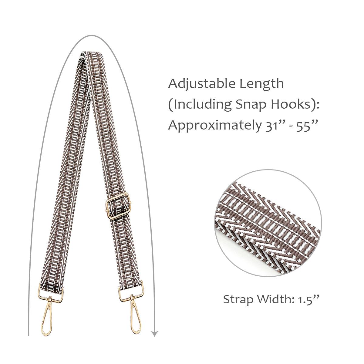 Wrapables Wide Adjustable Crossbody Handbag Strap, Women's Replacement Bag Strap for Purses