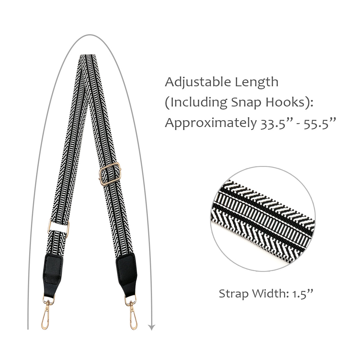 Wrapables Wide Adjustable Crossbody Handbag Strap, Women's Replacement Bag Strap for Purses
