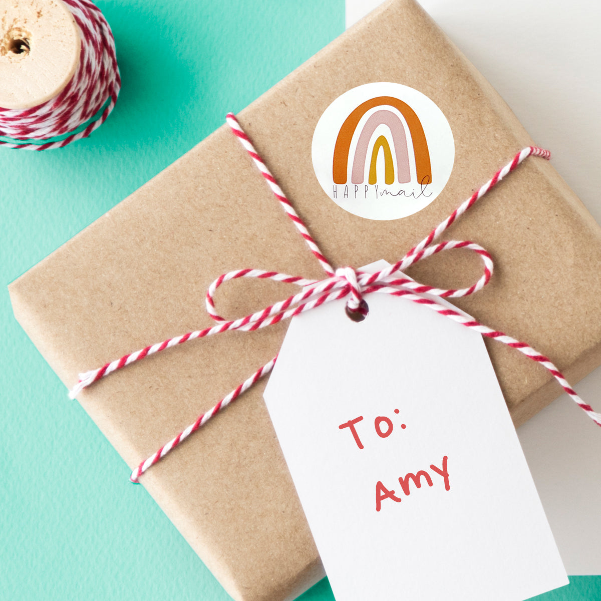 Wrapables 1.5 inch Happy Mail Stickers Roll (500pcs)