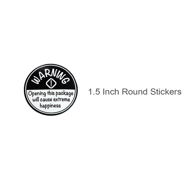 Wrapables 1.5 inch Black Extreme Happiness Warning Small Business Thank You Stickers Roll, Sealing Stickers and Labels for Boxes, Envelopes, Bags and Packages (500pcs)