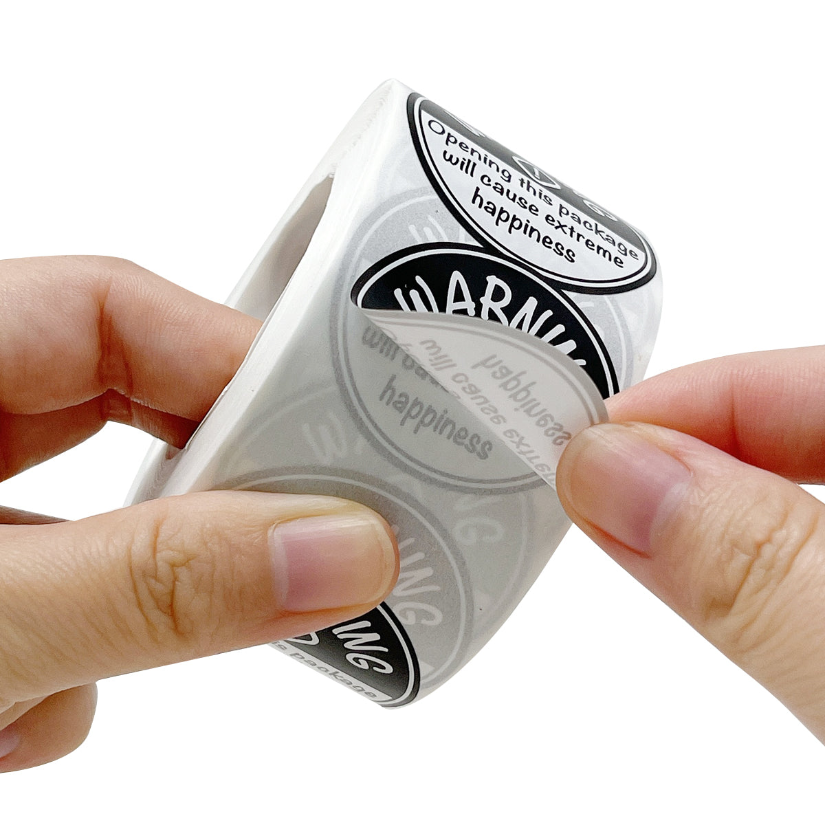 Wrapables 1.5 inch Black Extreme Happiness Warning Small Business Thank You Stickers Roll, Sealing Stickers and Labels for Boxes, Envelopes, Bags and Packages (500pcs)