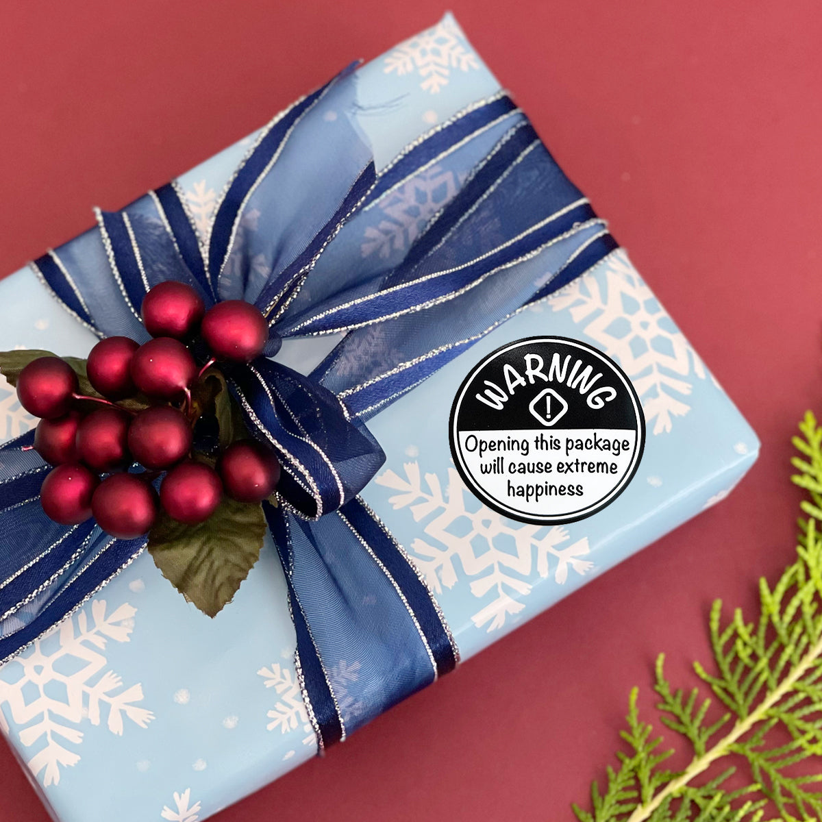 Wrapables 1.5 inch Black Extreme Happiness Warning Small Business Thank You Stickers Roll, Sealing Stickers and Labels for Boxes, Envelopes, Bags and Packages (500pcs)