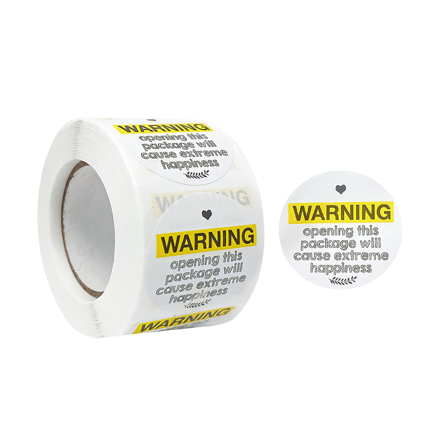 Wrapables 1.5 inch Yellow Extreme Happiness Warning Stickers (500pcs)