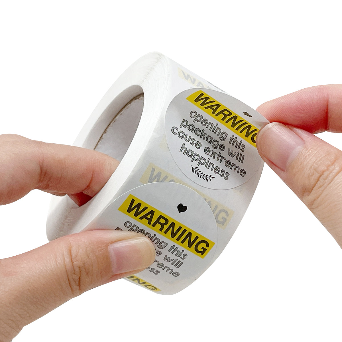 Wrapables 1.5 inch Yellow Extreme Happiness Warning Stickers (500pcs)