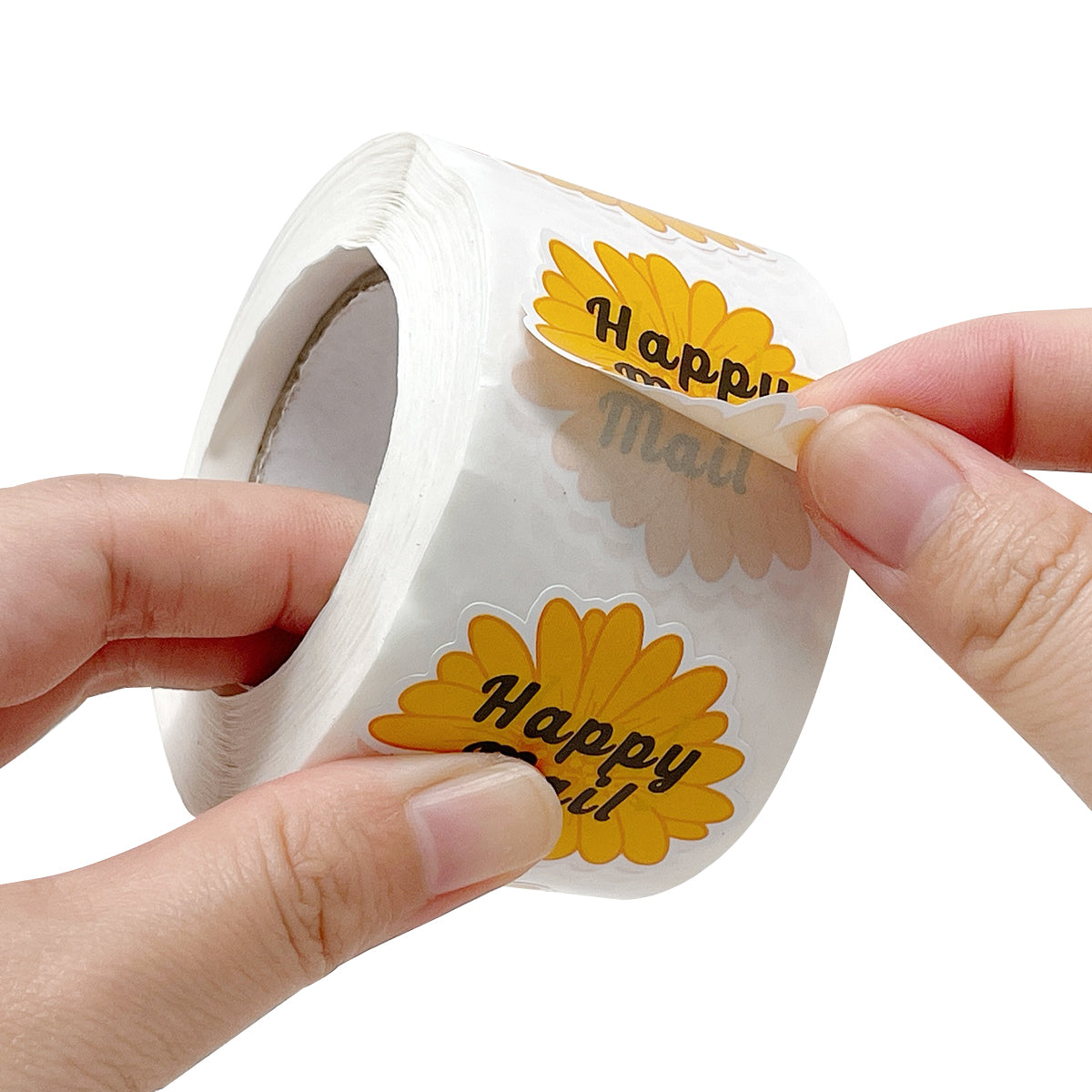 Wrapables Happy Mail Floral Small Business Thank You Stickers Roll, Sealing Stickers and Labels for Boxes, Envelopes, Bags and Packages (500pcs)