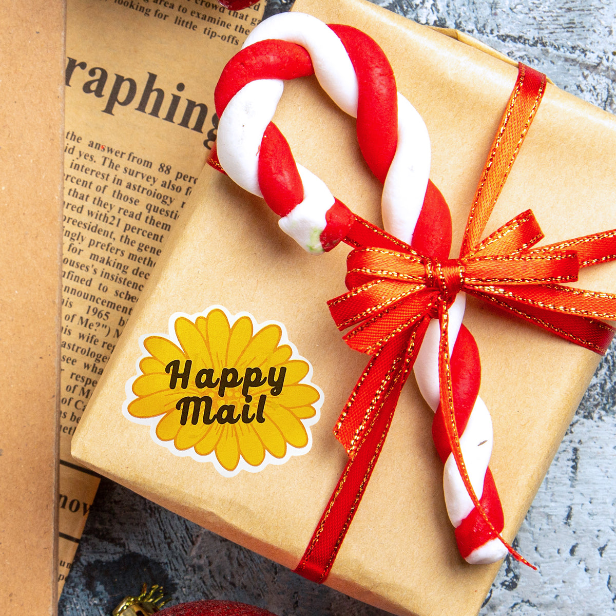Wrapables Happy Mail Floral Small Business Thank You Stickers Roll, Sealing Stickers and Labels for Boxes, Envelopes, Bags and Packages (500pcs)