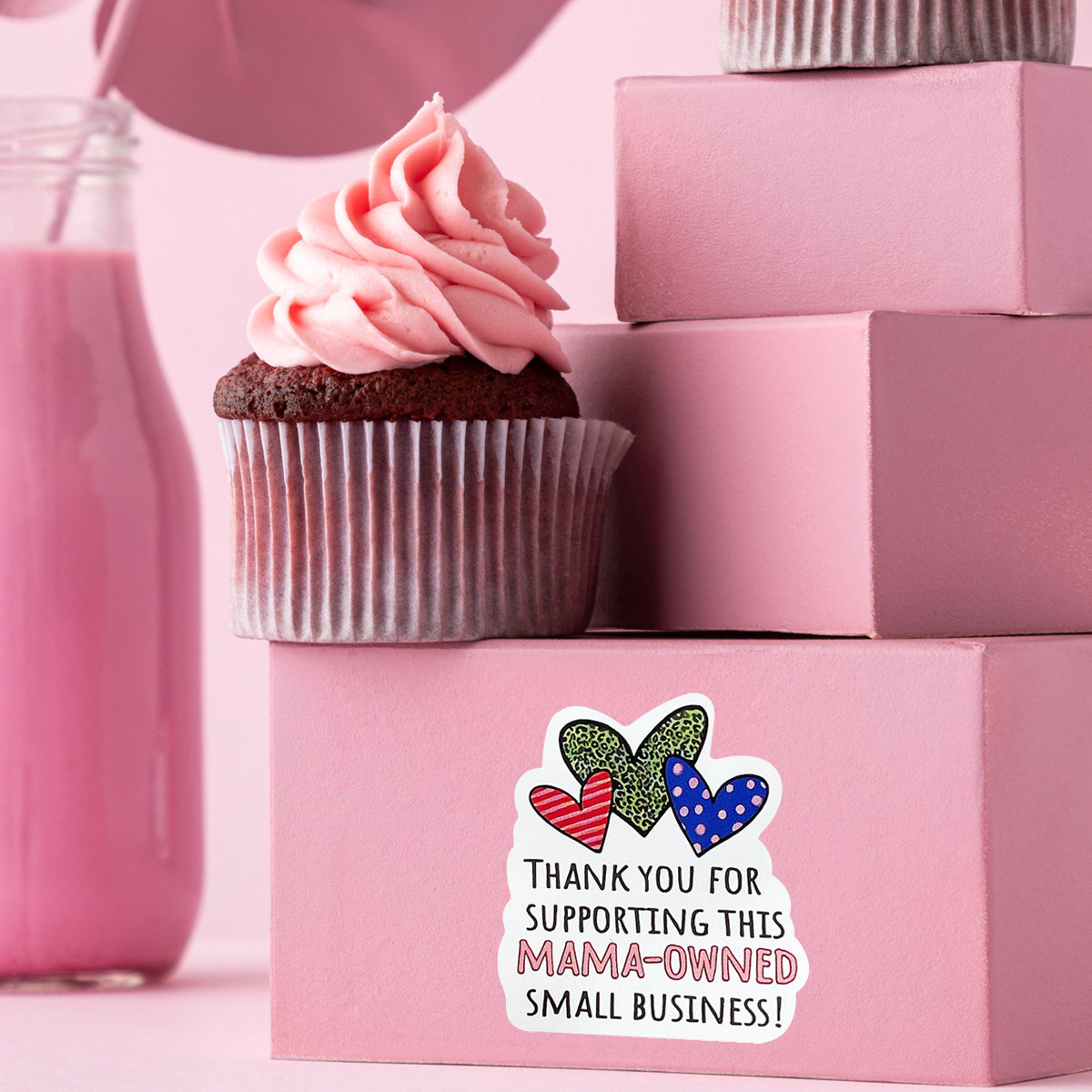 Wrapables Mama-Owned Small Business Thank You Stickers Roll, Sealing Stickers and Labels for Boxes, Envelopes, Bags and Packages (500pcs)