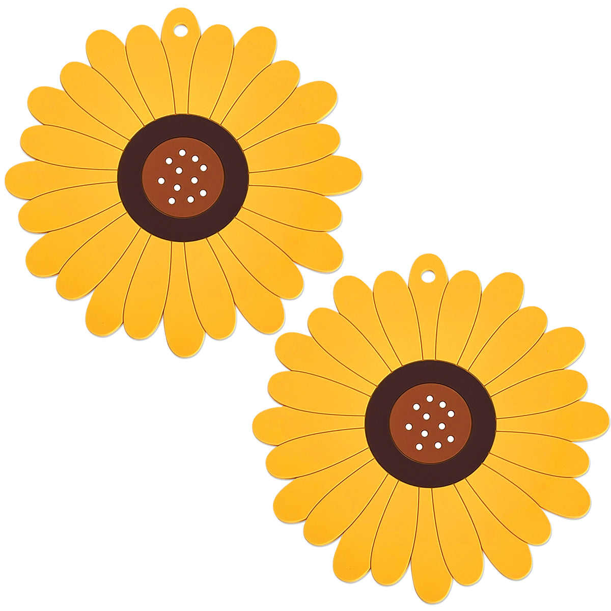 Wrapables Sunflower Coasters, Trivet Mats, Pot Holders for Cups, Drinks, Pots and Pans (Set of 2)