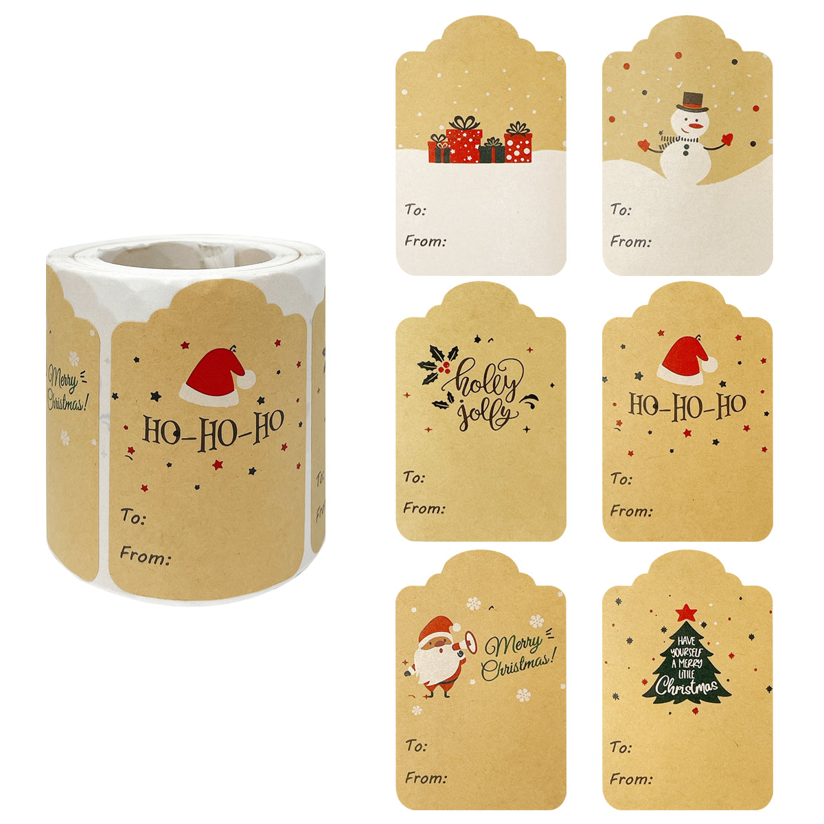 Wrapables Christmas Holiday Gift Tag Stickers and Labels Roll for Gift-Wrapping, Labeling, Package Decoration (300pcs)