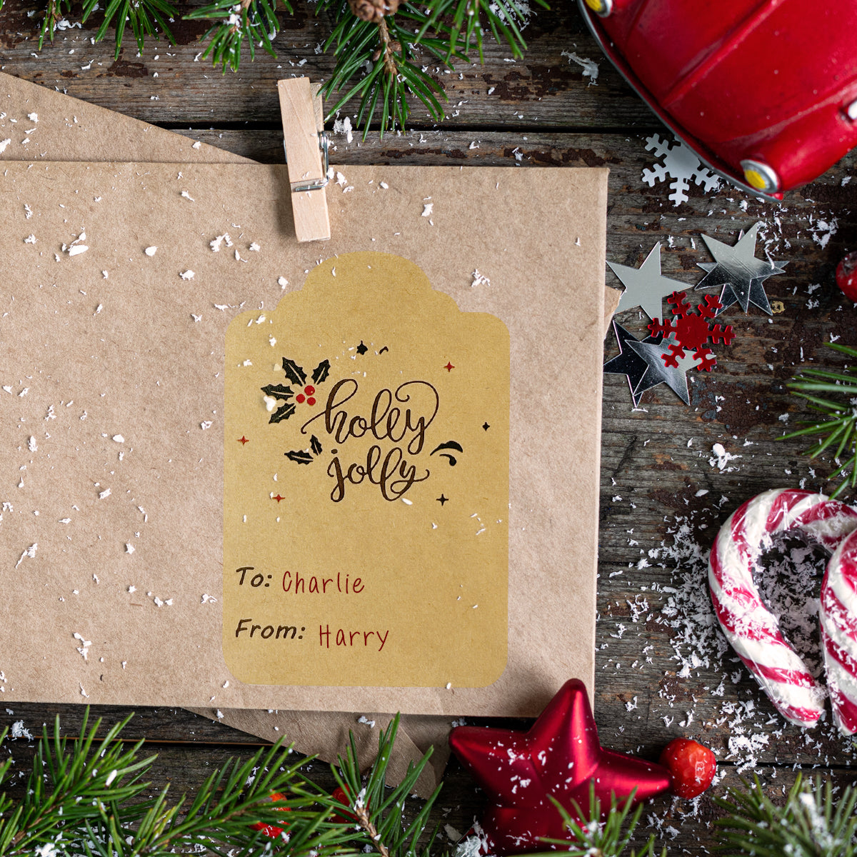 Wrapables Christmas Holiday Gift Tag Stickers and Labels Roll for Gift-Wrapping, Labeling, Package Decoration (300pcs)