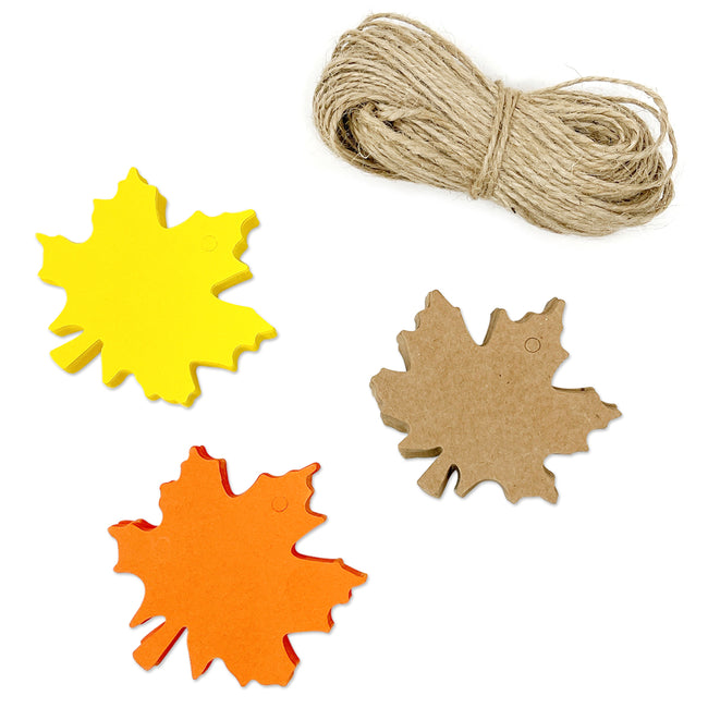 Wrapables Autumn Maple Leaves Gift Tags/Kraft Hang Tags with Jute Strings for Gift-Wrapping, DIY, Arts & Crafts, (100pcs)