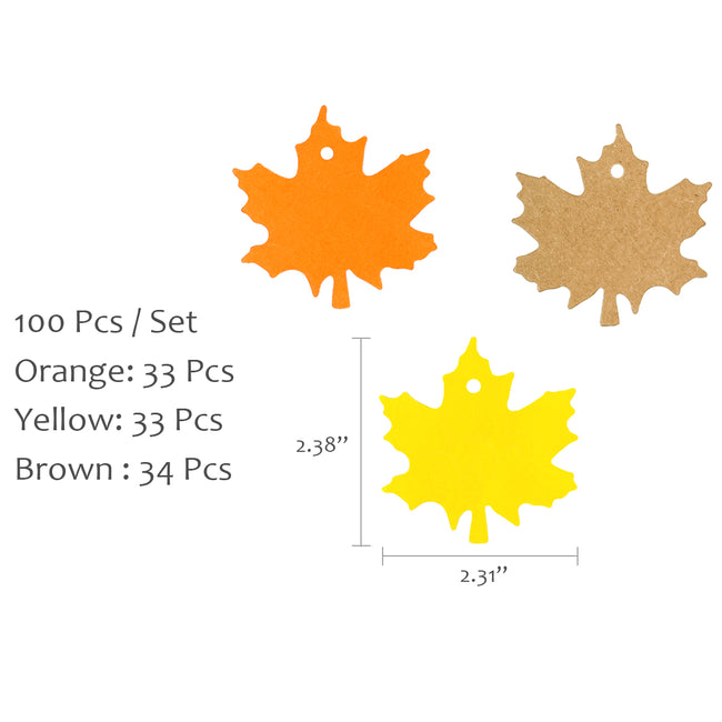 Wrapables Autumn Maple Leaves Gift Tags/Kraft Hang Tags with Jute Strings for Gift-Wrapping, DIY, Arts & Crafts, (100pcs)