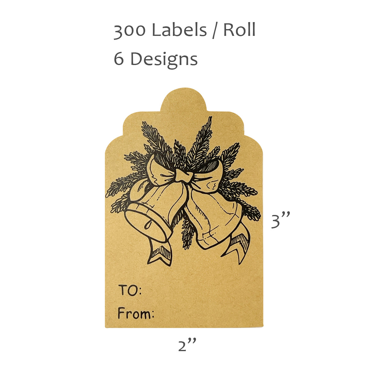 Wrapables Christmas Holiday Gift Tag Stickers and Labels Roll for Gift-Wrapping, Labeling, Package Decoration (300pcs)