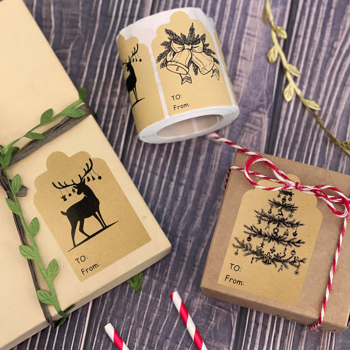 Wrapables Christmas Holiday Gift Tag Stickers and Labels Roll for Gift-Wrapping, Labeling, Package Decoration (300pcs)