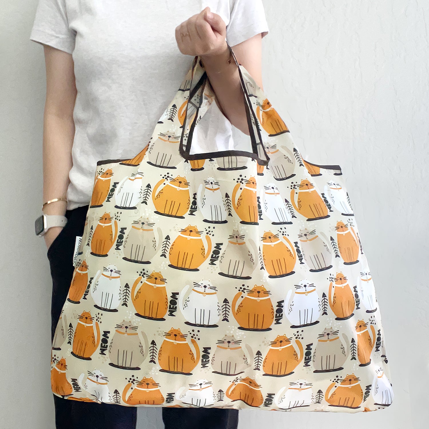 Wrapables Large & Small Foldable Tote Nylon Reusable Grocery Bags, Set of 2