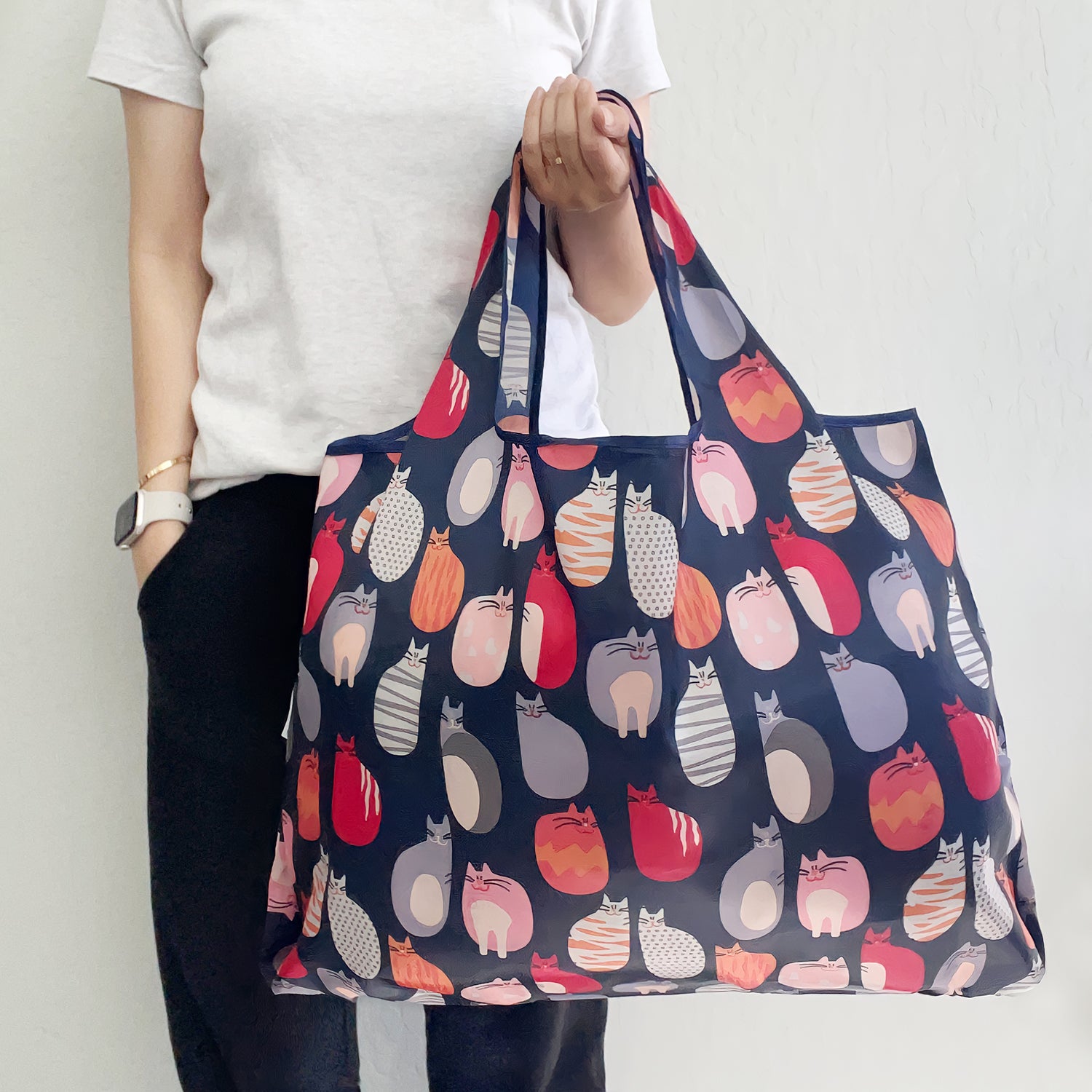 Wrapables Large & Small Foldable Tote Nylon Reusable Grocery Bags, Set of 2