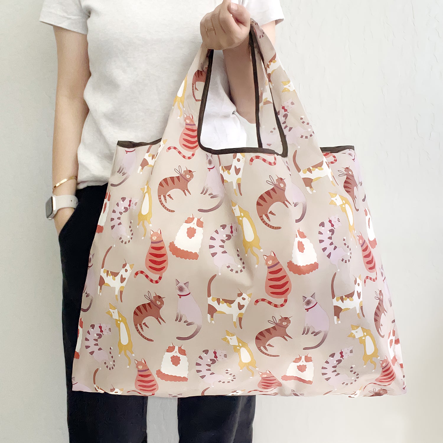 Wrapables Large & Small Foldable Tote Nylon Reusable Grocery Bags, Set of 2