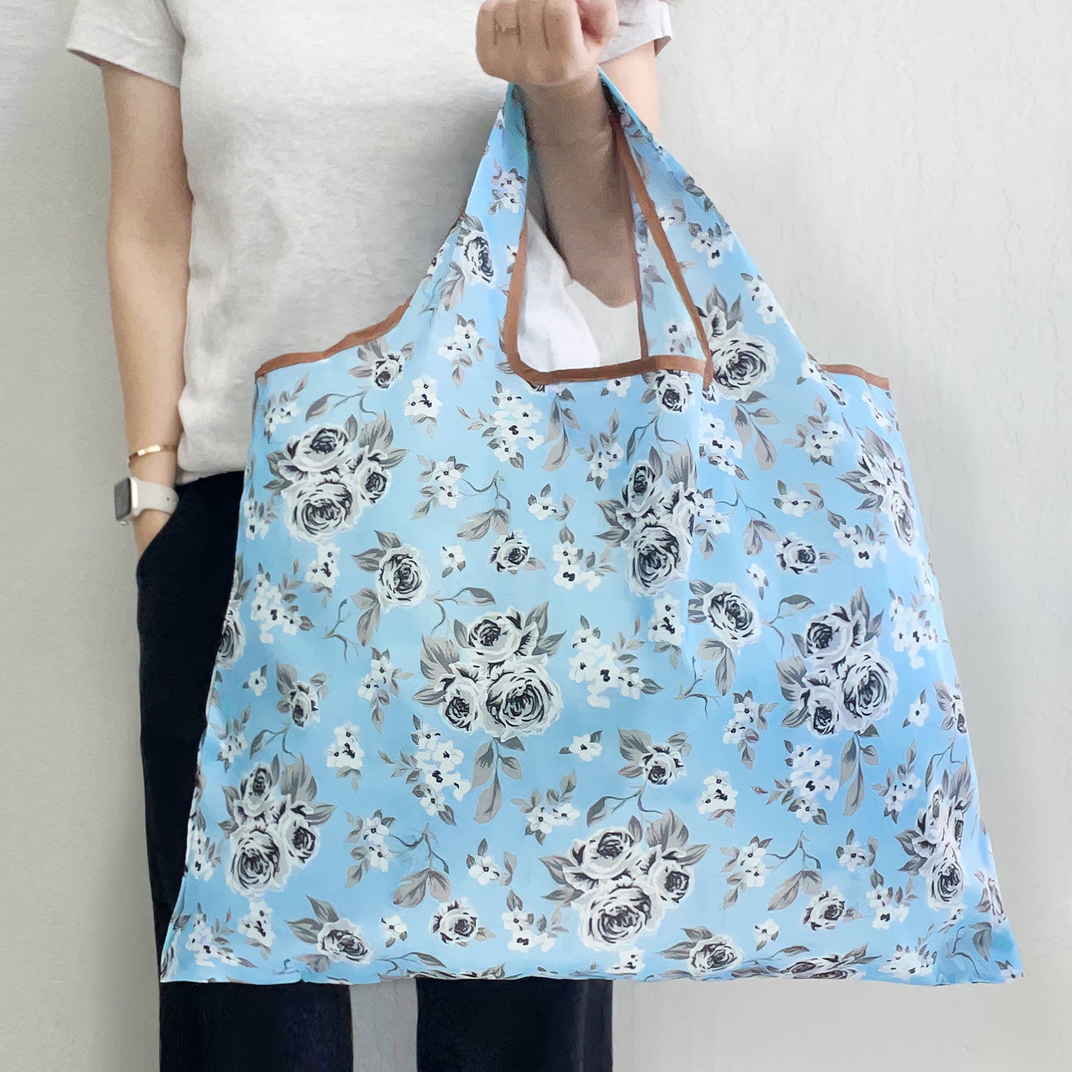 Wrapables Large & Small Foldable Tote Nylon Reusable Grocery Bags, Set of 2