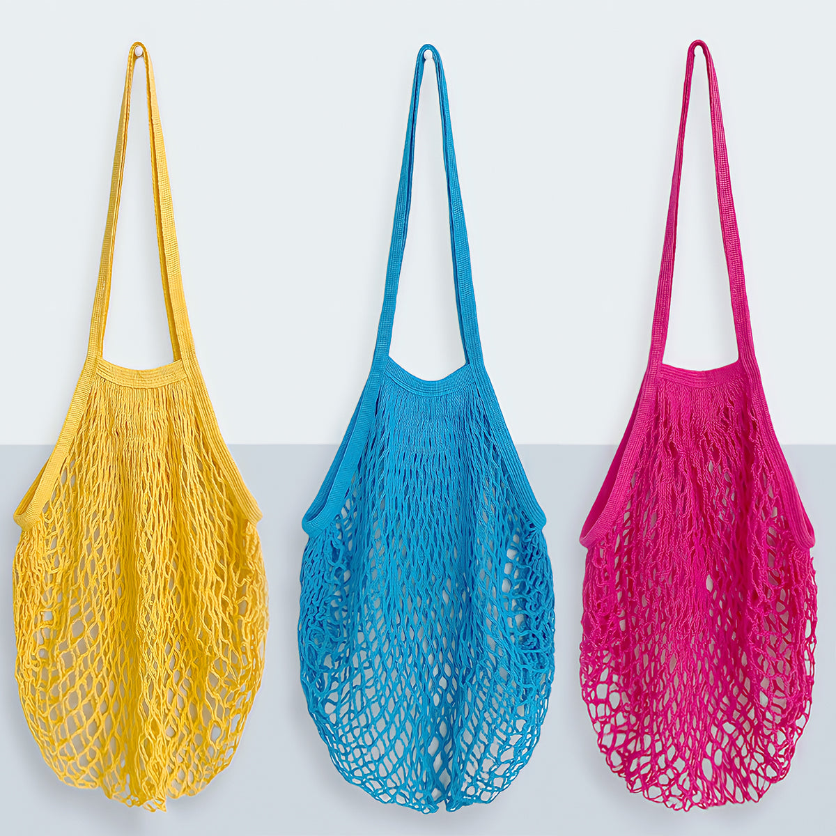 Wrapables Cotton Mesh Net Shopping Bag, Grocery Bag for Vegetables, Produce (Set of 3)
