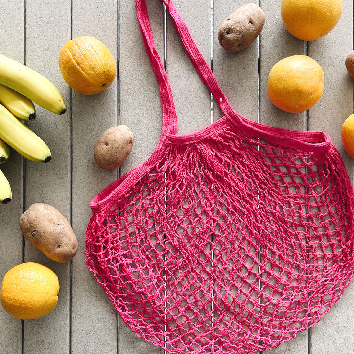 Wrapables Cotton Mesh Net Shopping Bag, Grocery Bag for Vegetables, Produce (Set of 3)