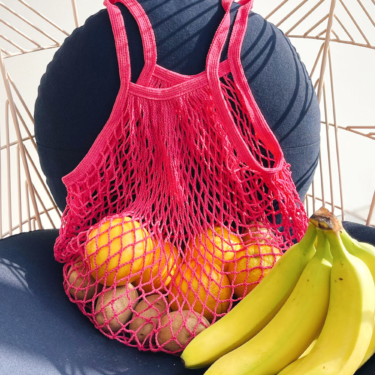 Wrapables Cotton Mesh Net Shopping Bag, Grocery Bag for Vegetables, Produce (Set of 3)