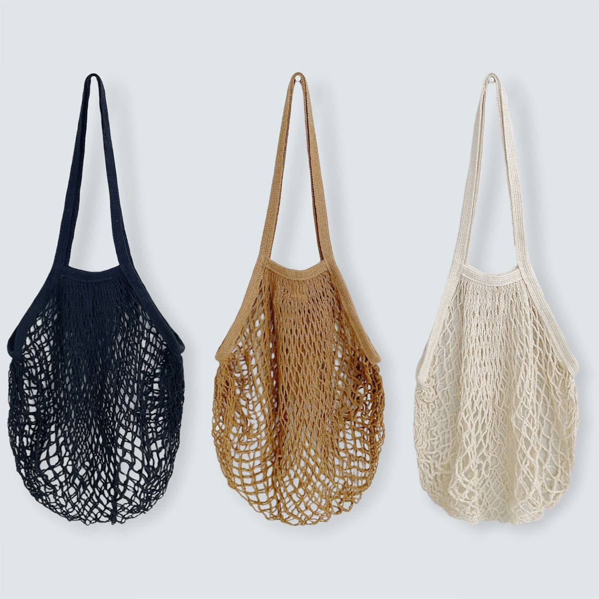 Wrapables Cotton Mesh Net Shopping Bag, Grocery Bag for Vegetables, Produce (Set of 3)