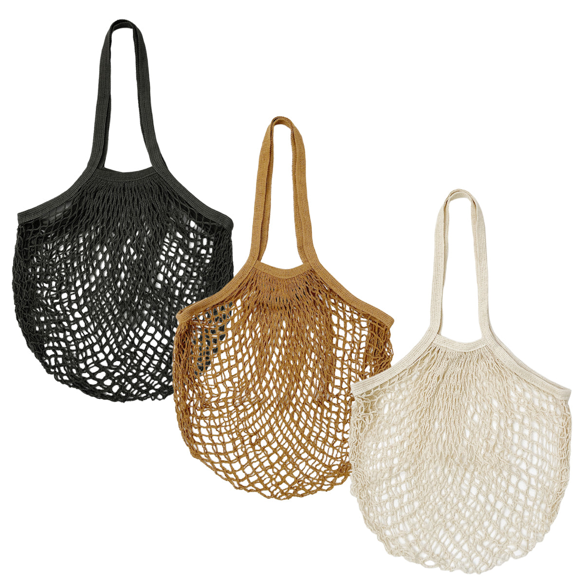 Wrapables Cotton Mesh Net Shopping Bag, Grocery Bag for Vegetables, Produce (Set of 3)