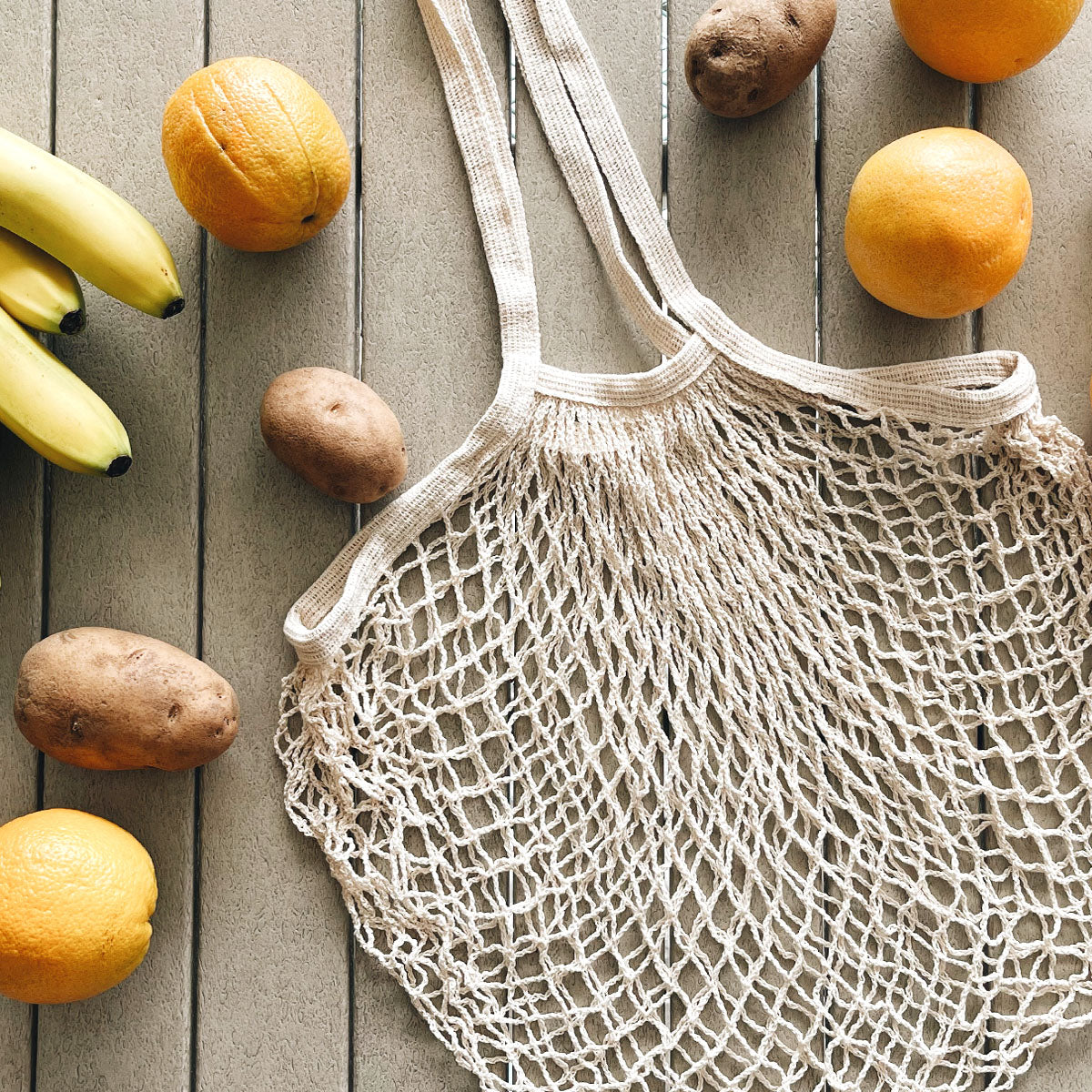 Wrapables Cotton Mesh Net Shopping Bag, Grocery Bag for Vegetables, Produce (Set of 3)