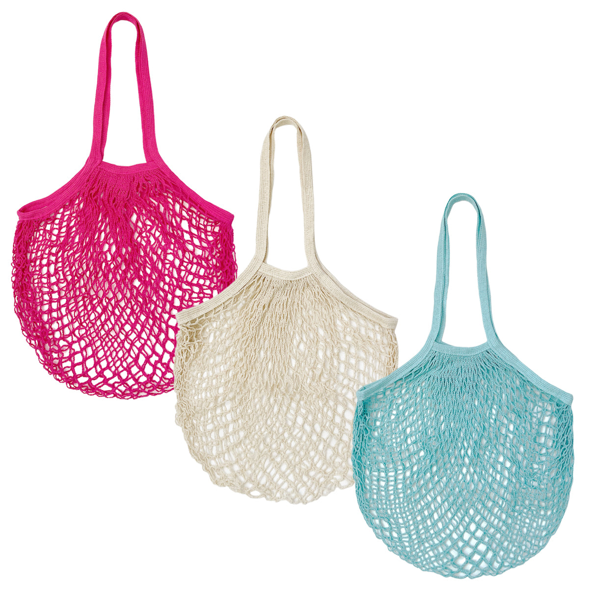 Wrapables Cotton Mesh Net Shopping Bag, Grocery Bag for Vegetables, Produce (Set of 3)