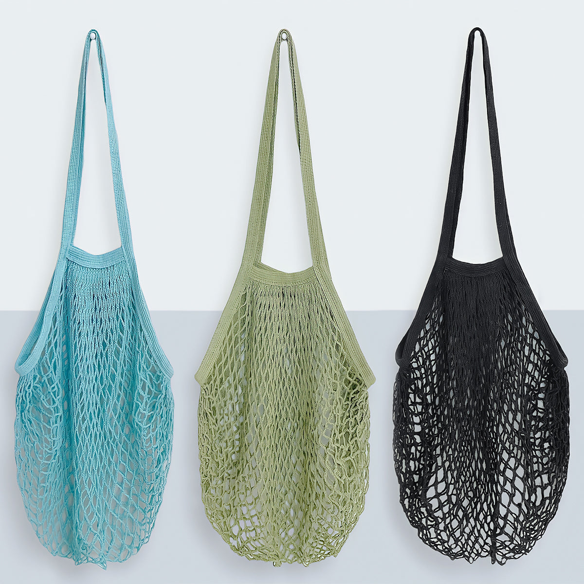 Wrapables Cotton Mesh Net Shopping Bag, Grocery Bag for Vegetables, Produce (Set of 3)